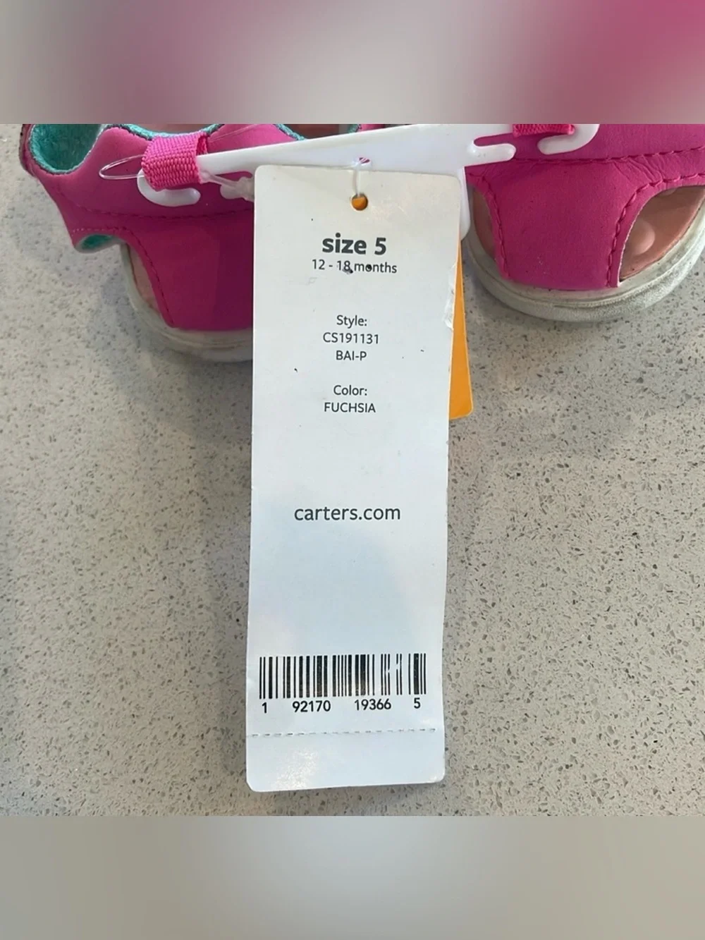 Carter's Bright Pink Unicorn Strap Toddler Sandals Sz 5